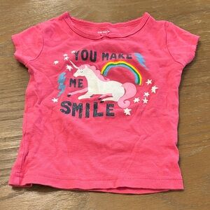 Carter's Bright Pink Tee with Unicorn and Rainbow